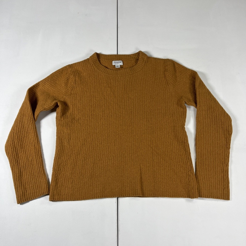 J CREW Ribbed Knit Crew Neck Long Sleeve Pullover Sweater Wool Blend Women's M